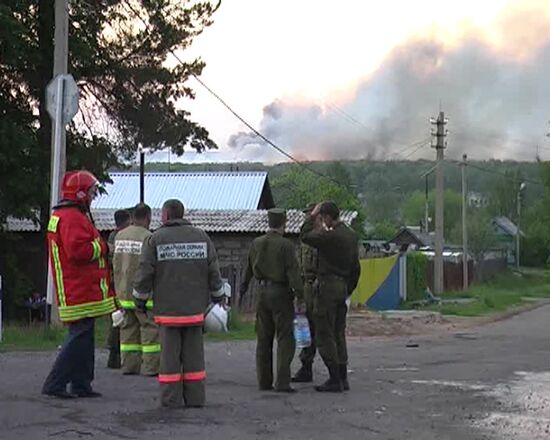 Explosions and fire at artillery depot, Udmurtia