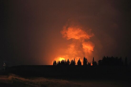 Explosions and fire at artillery depot, Udmurtia