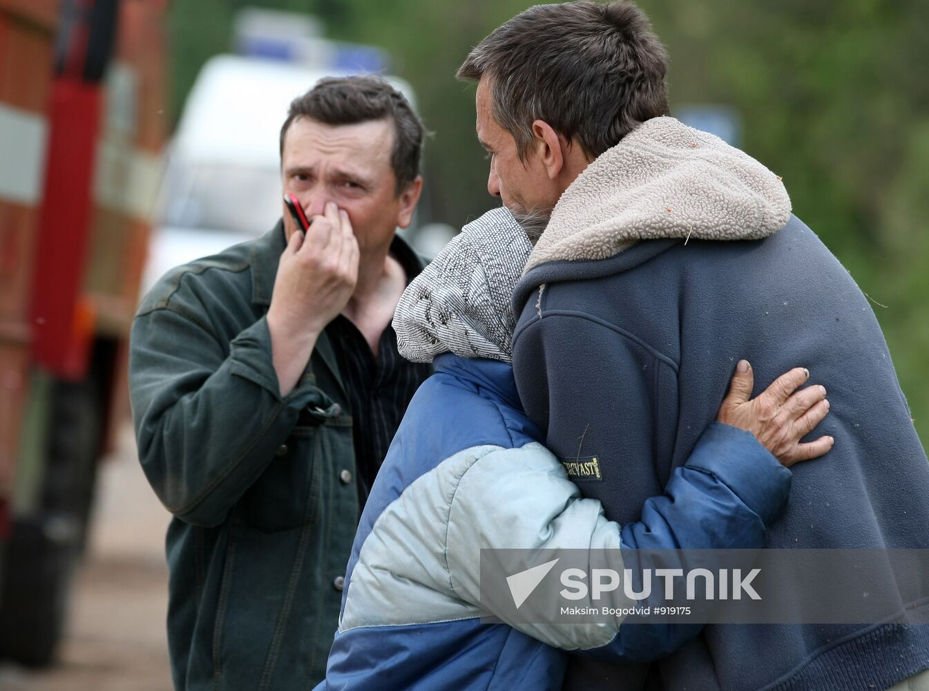 Pugachevo villager embraces her son