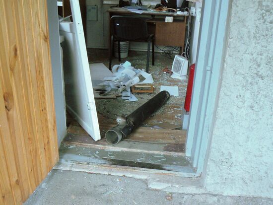Shell casings inside a building in Pugachev village