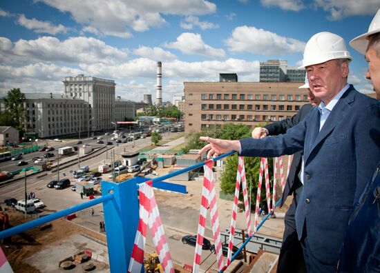 Sergei Sobyanin at construction site of Fourth Ring Road