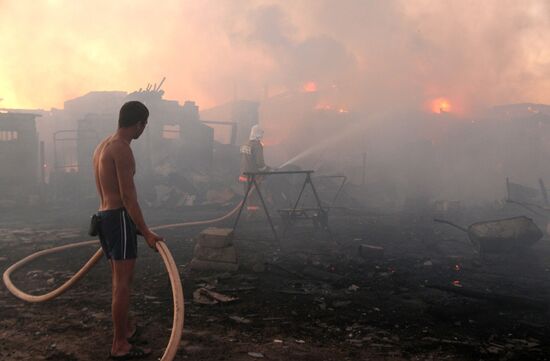 Fire in Novaya Melnitsa farm, Novgorod Region