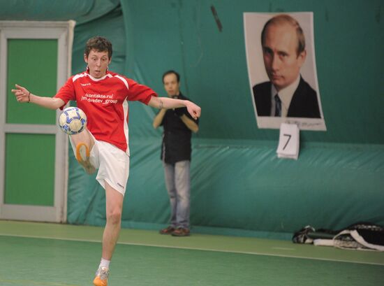 Friendly football match "Putin" vs "Medvedev"