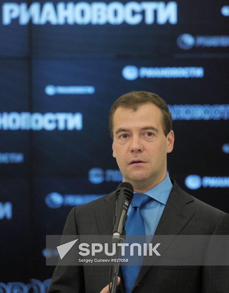 Russian President Dmitry Medvedev visits RIA Novosti