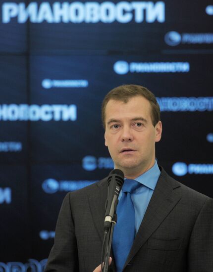 Russian President Dmitry Medvedev visits RIA Novosti