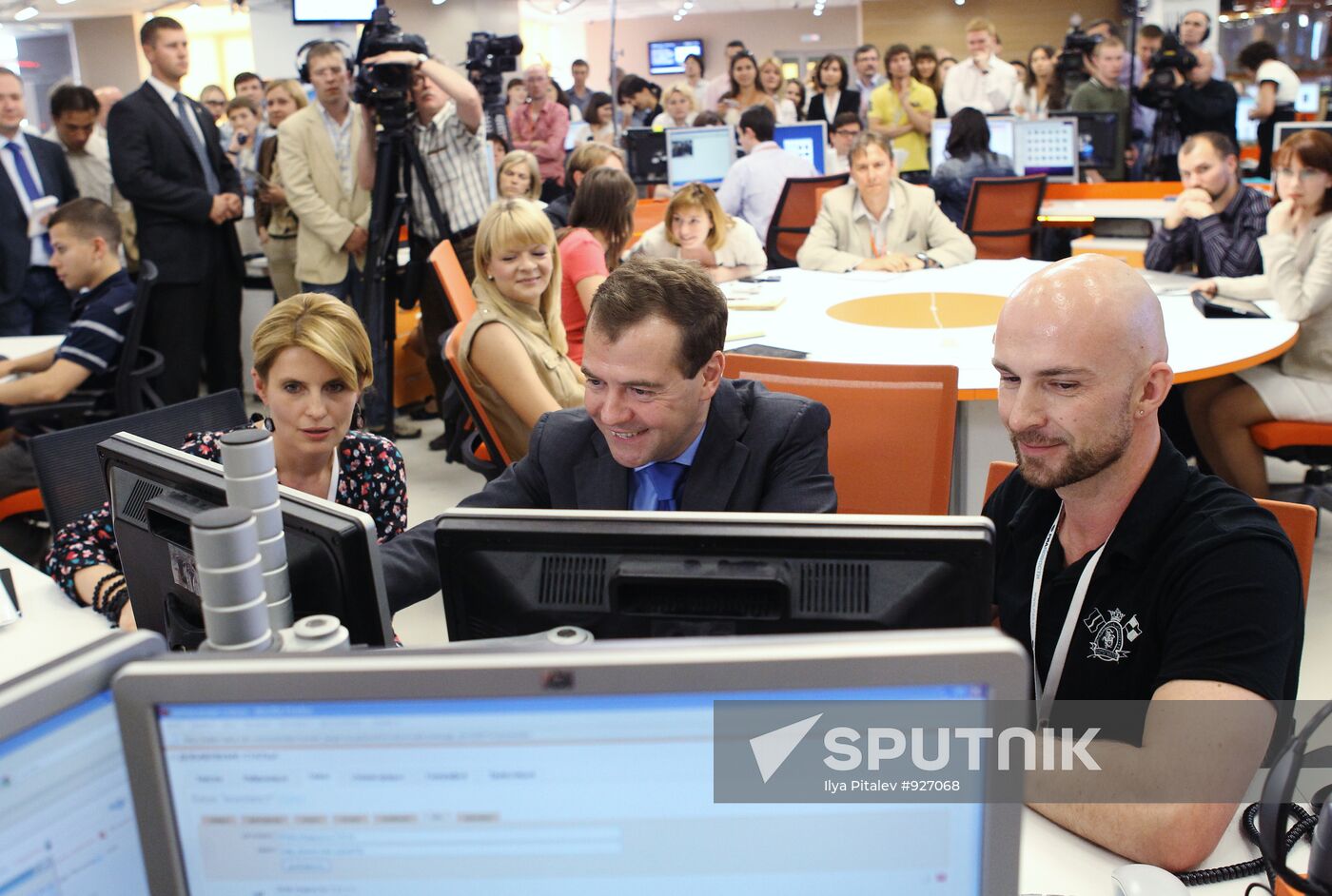 Russian President Dmitry Medvedev visits RIA Novosti