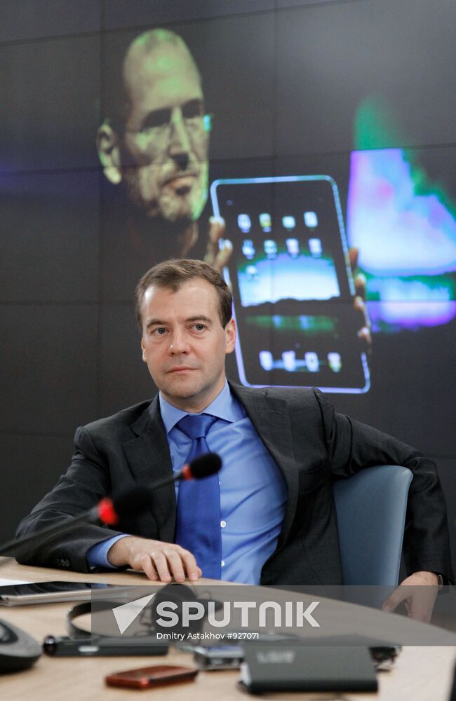 Russian President Dmitry Medvedev visits RIA Novosti