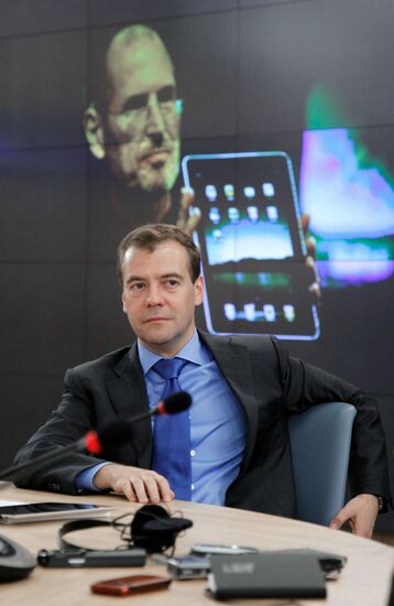 Russian President Dmitry Medvedev visits RIA Novosti