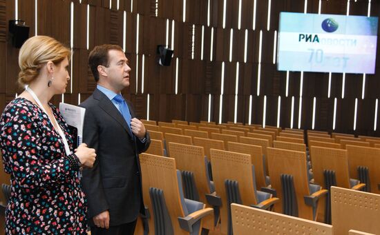 Russian President Dmitry Medvedev visits RIA Novosti