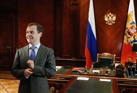 President Dmitry Medvedev meets with Mikhail Prokhorov