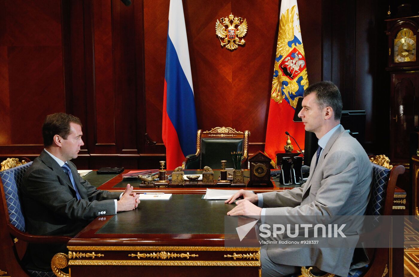 President Dmitry Medvedev meets with Mikhail Prokhorov