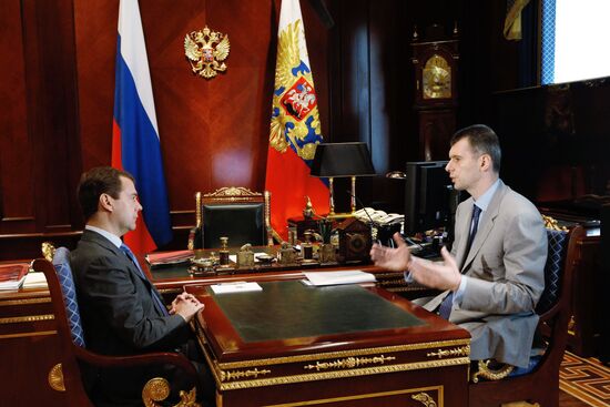 President Dmitry Medvedev meets with Mikhail Prokhorov
