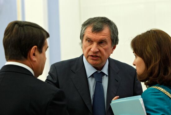 Igor Levitin, Igor Sechin and Elvira Nabiullina