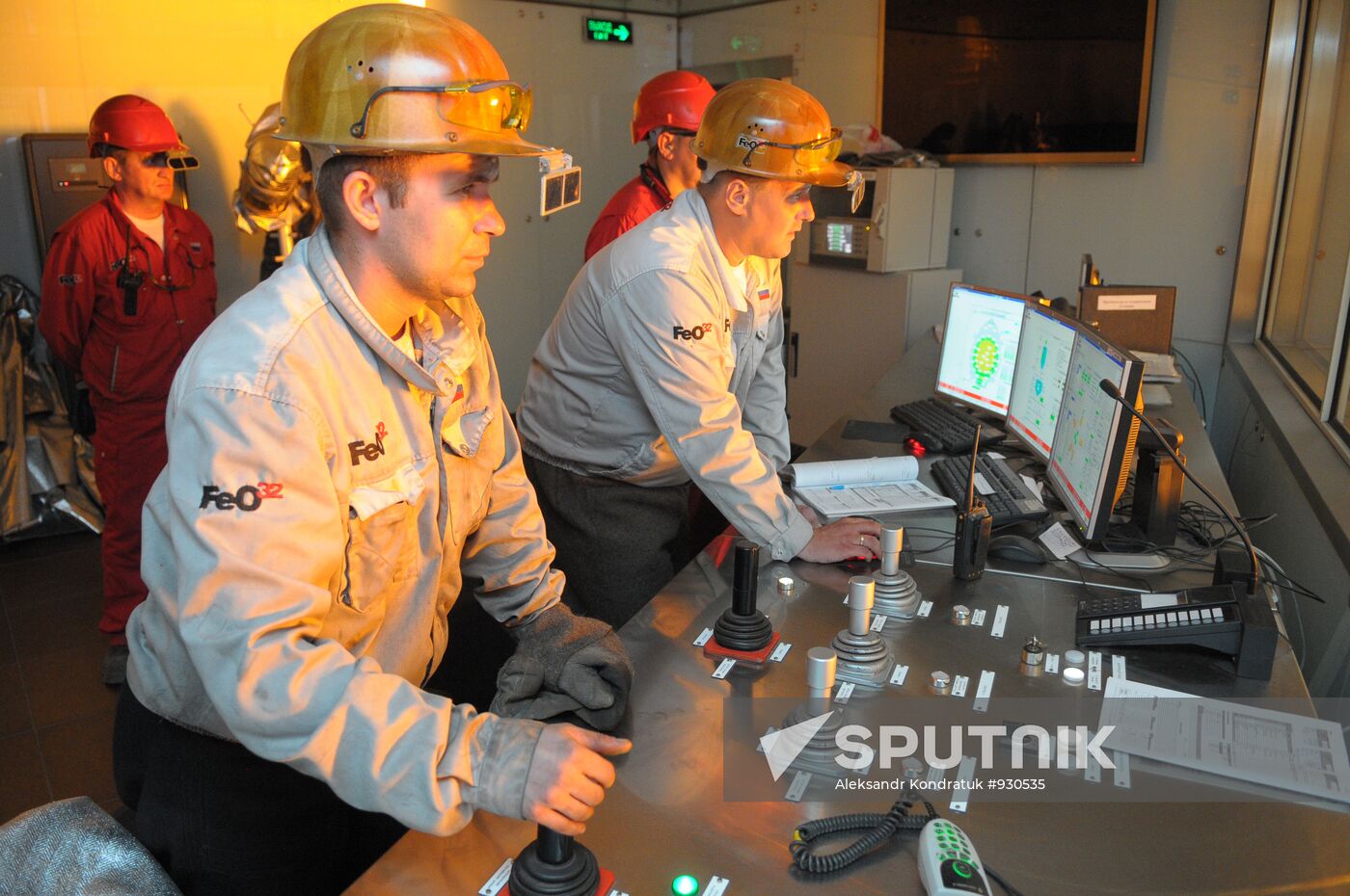 Preparing to pour out steel at main console of electric furnace