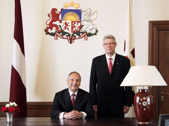 New Latvian president Andris Berzins inaugurated