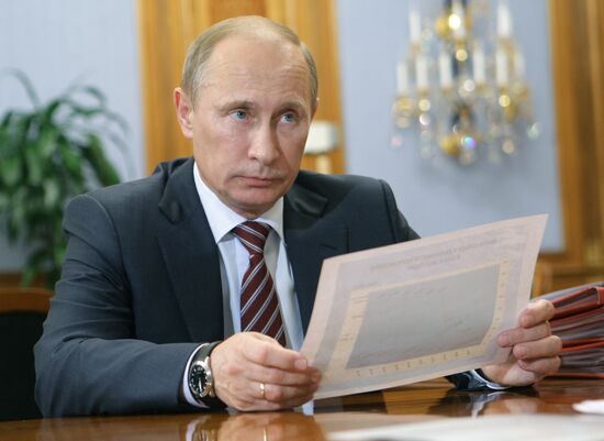 Prime Minister Vladimir Putin meets with Andrei Krainy