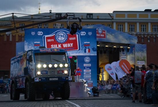 Motorsport. Start of rally-ride "The Silk Way"