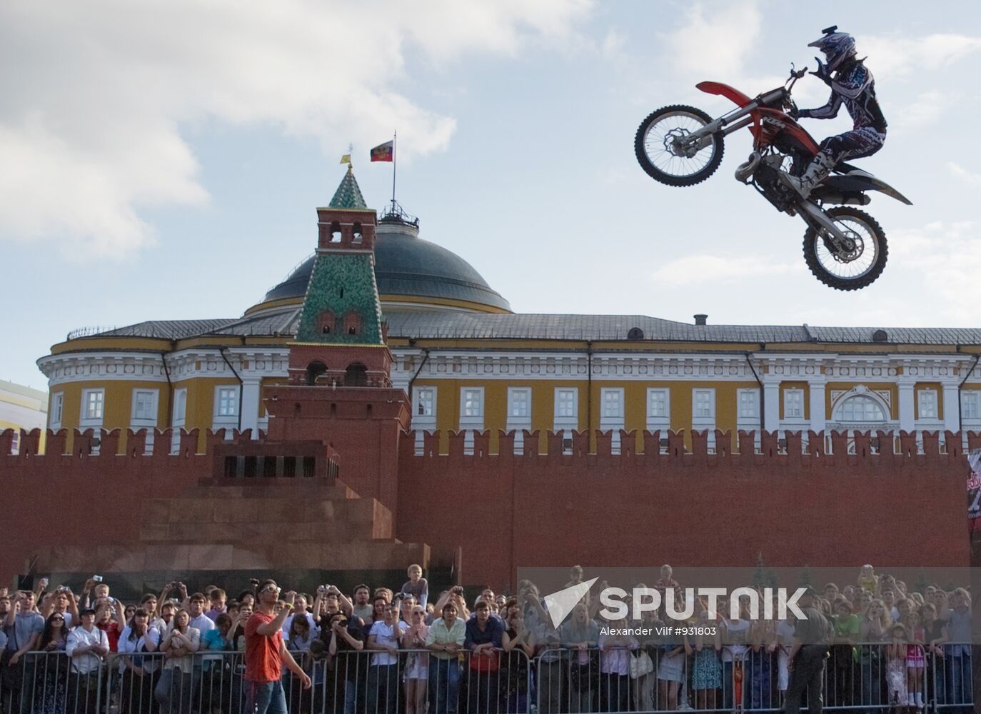 Red Bull company presents freestyle motocross show