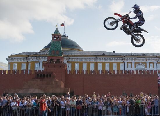 Red Bull company presents freestyle motocross show