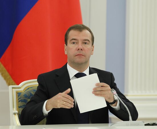 Dmitry Medvedev meets with business leaders at Gorki residence
