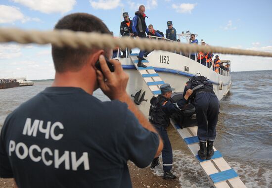 Operation at the site where the ship “Bulgaria”sank on the Volga