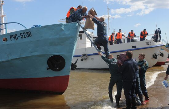 Operation at the site where the ship “Bulgaria”sank on the Volga