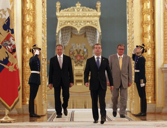 Russian President Dmitry Medvedev receives credentials