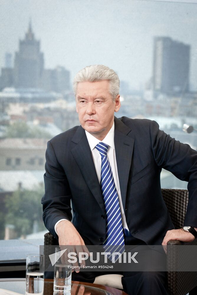 Moscow Mayor Sergei Sobyanin giving interview to Vesti program