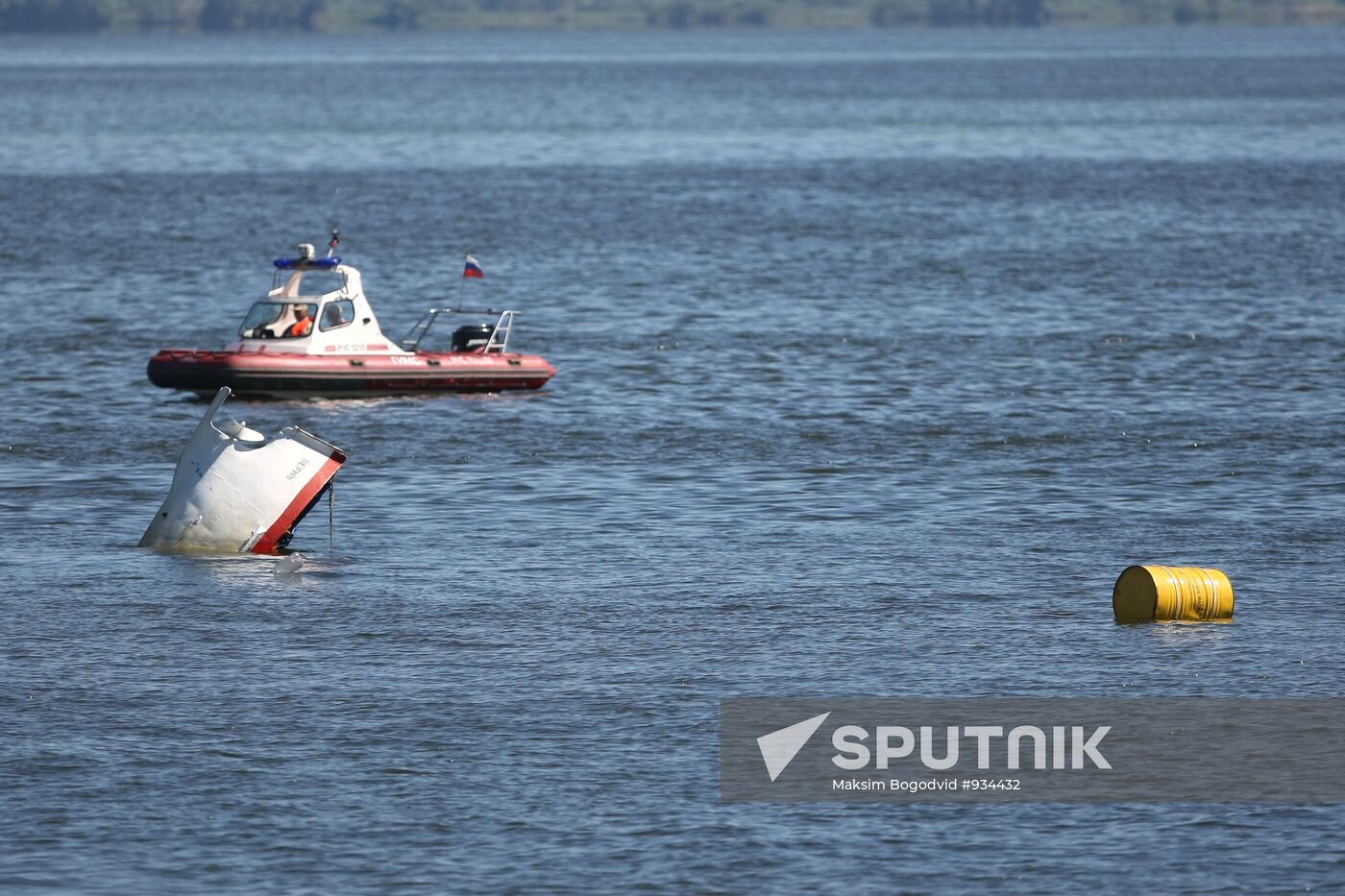Supernatant on surface with a lifeboat from the ship "Bulgaria"