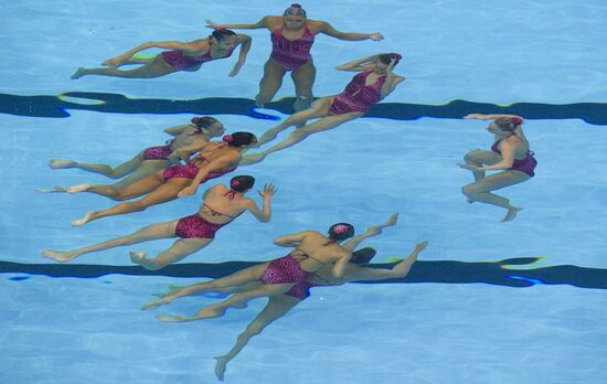 Spanish sync swimmers perform in combined event