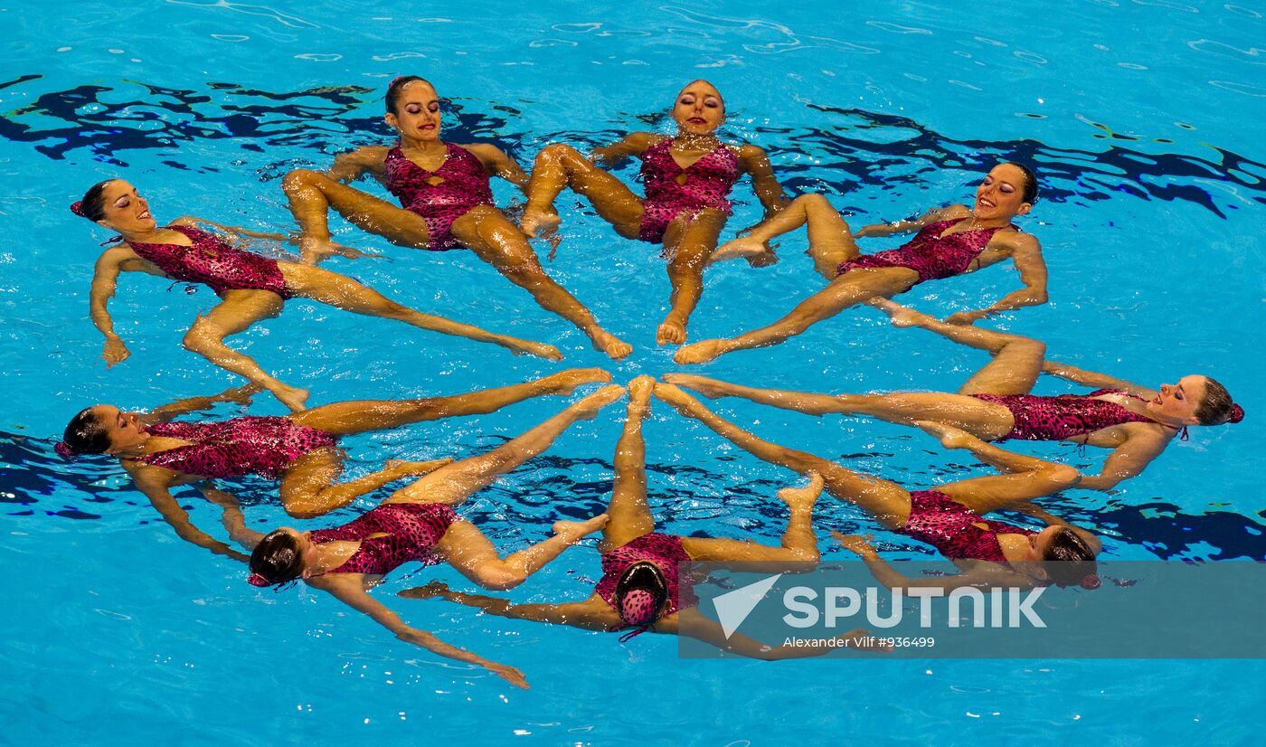 Spanish sync swimmers perform in team event