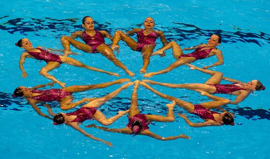 Spanish sync swimmers perform in team event
