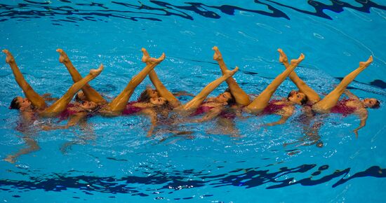 Spanish sync swimmers perform in team event