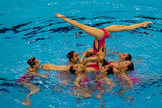 North Korea's synchronized swimming team in free combination