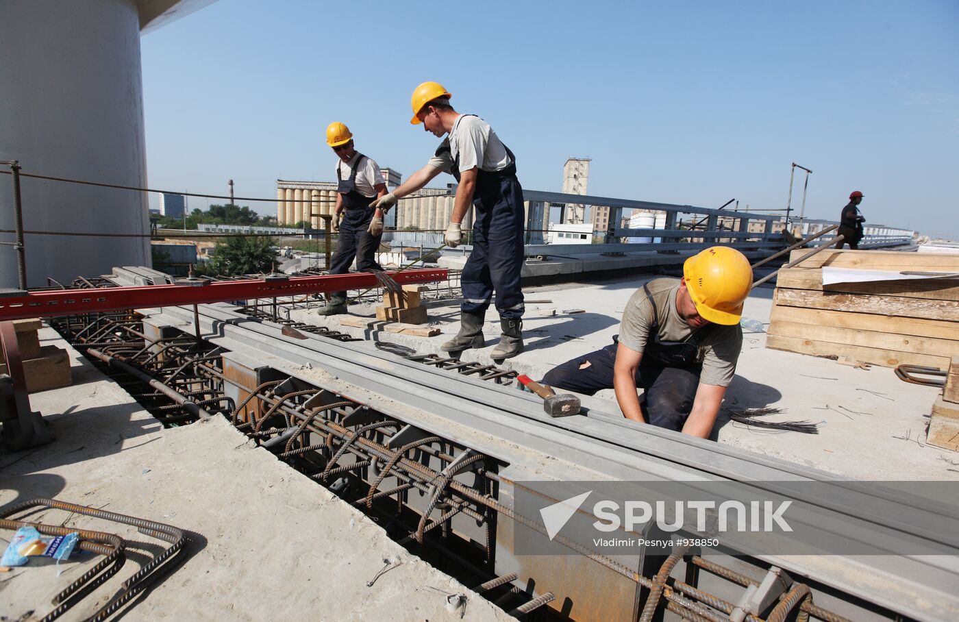 Motorway construction site close to the Moscow City Center