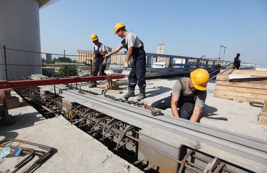 Motorway construction site close to the Moscow City Center