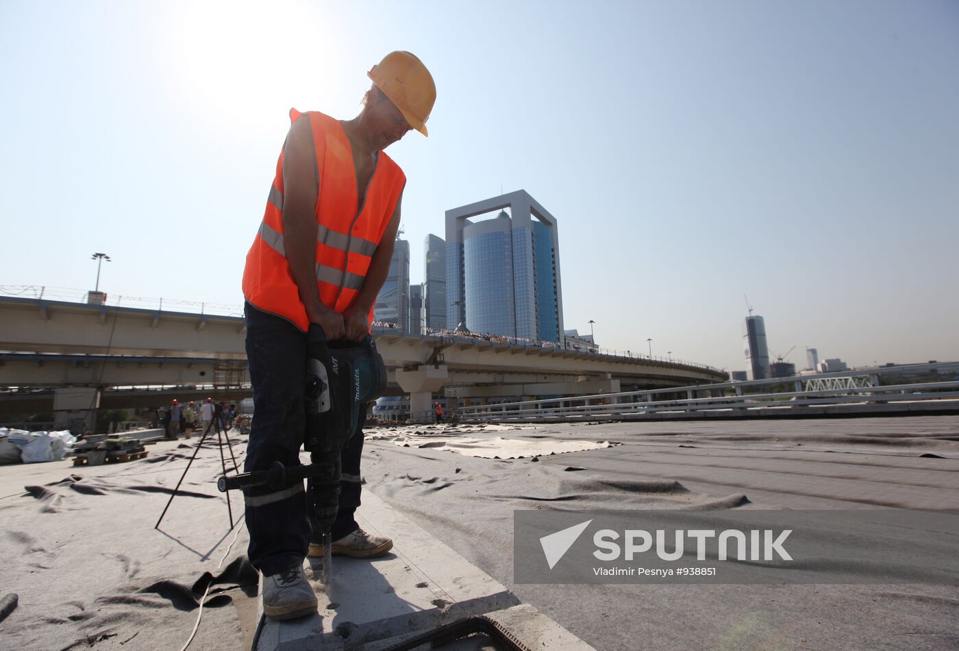 Motorway construction site close to the Moscow City Center
