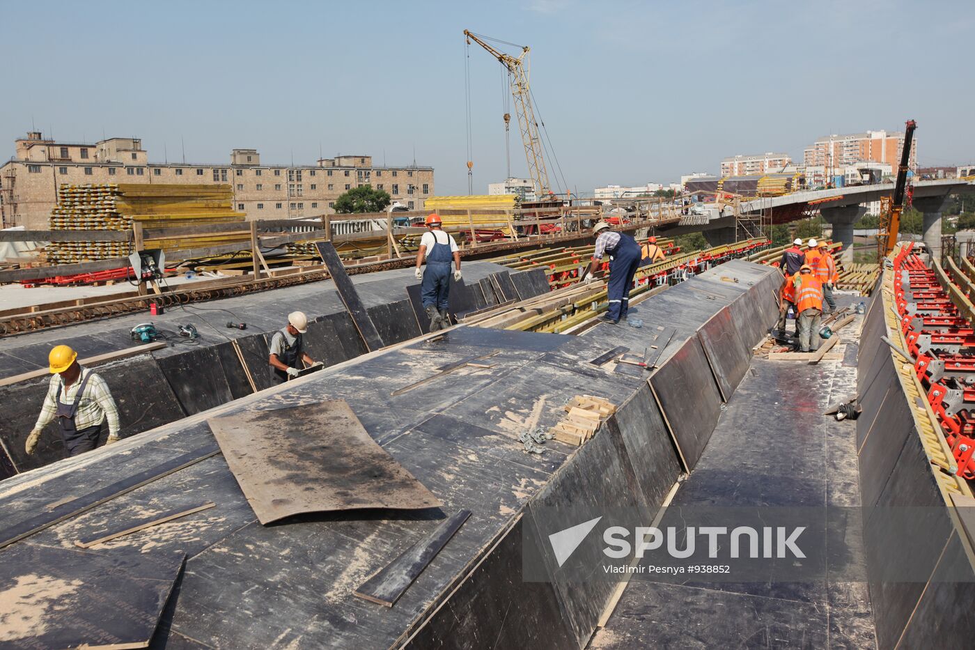 Motorway construction site close to the Moscow City Center