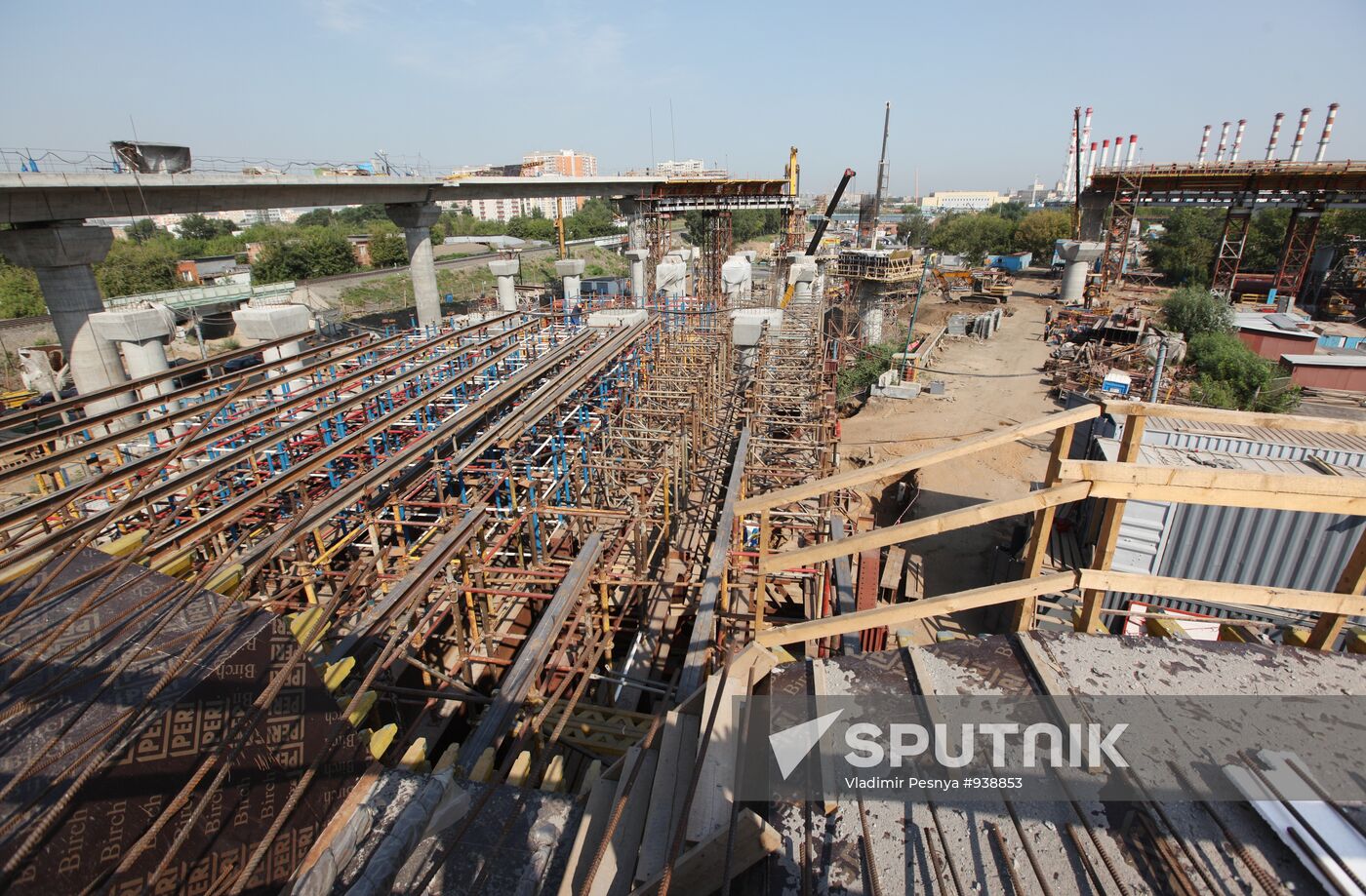 Motorway construction site close to the Moscow City Center