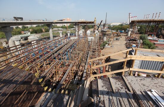 Motorway construction site close to the Moscow City Center