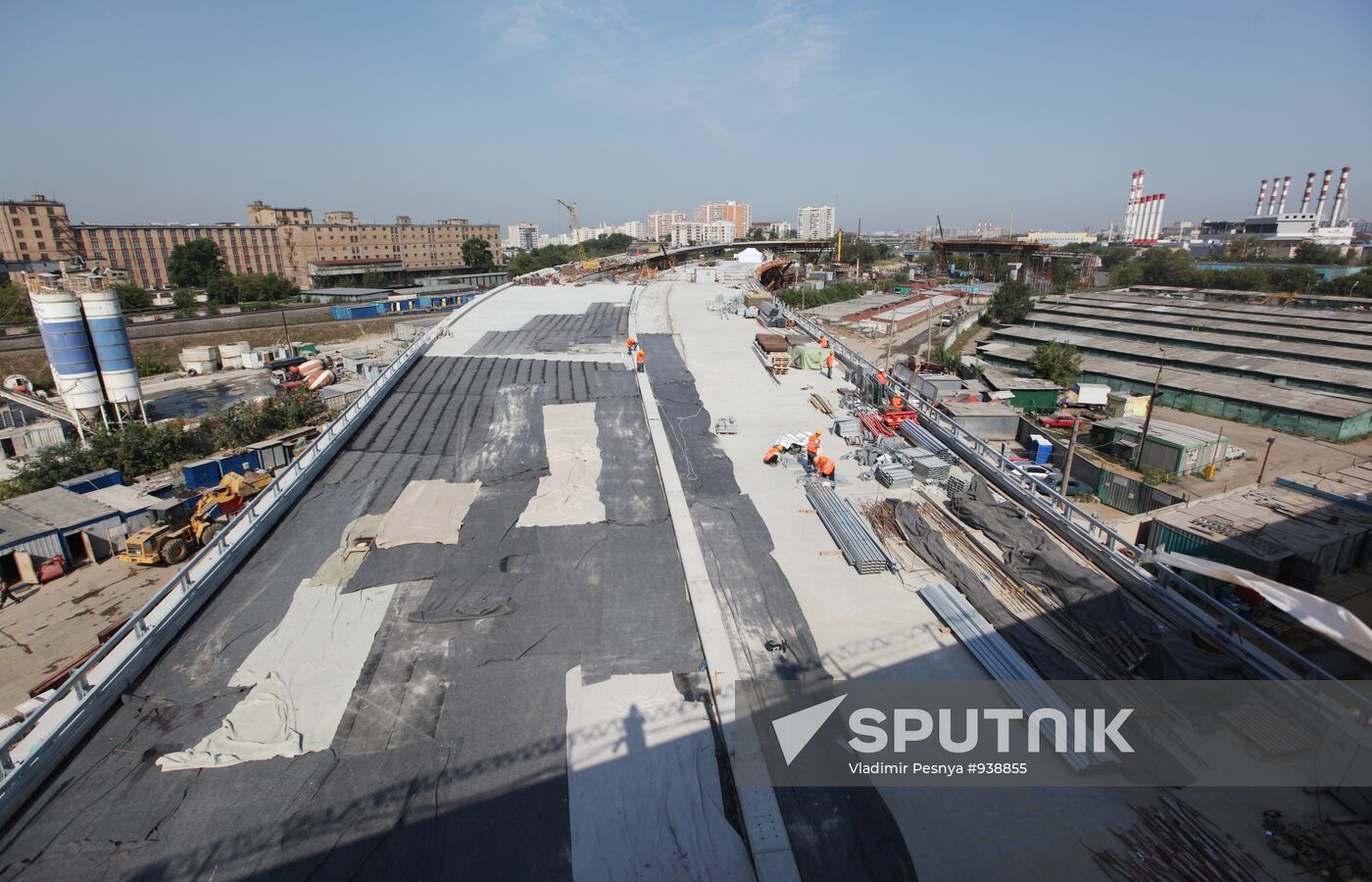 Motorway construction site close to the Moscow City Center