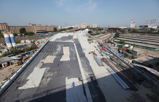 Motorway construction site close to the Moscow City Center