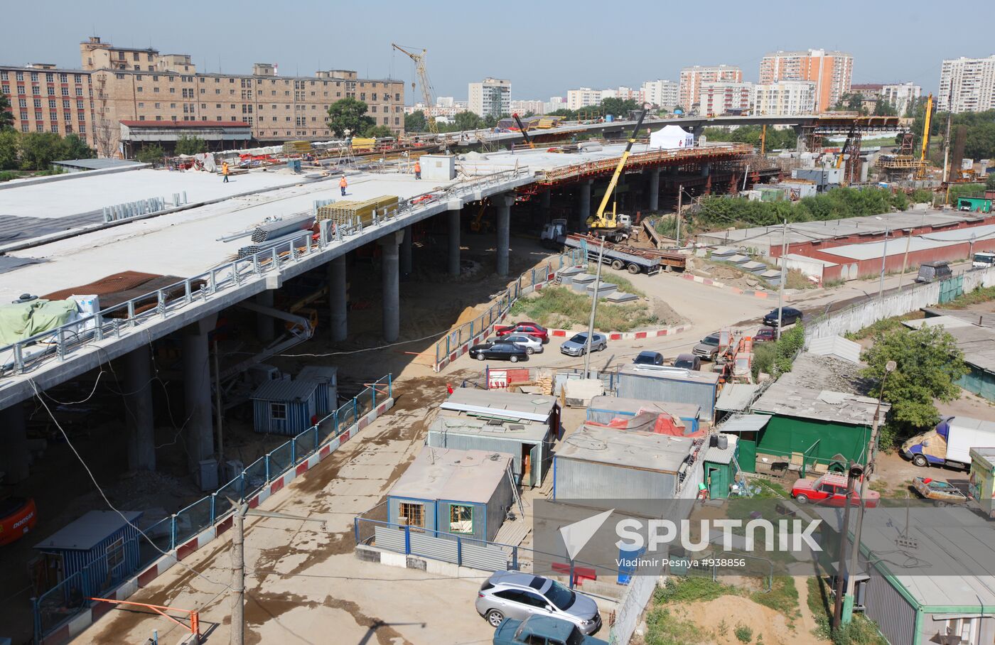 Motorway construction site close to the Moscow City Center