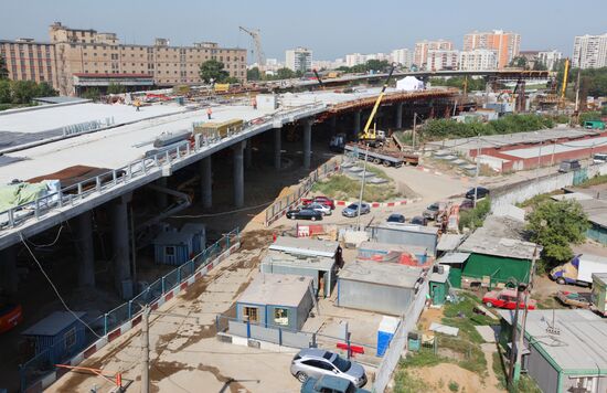 Motorway construction site close to the Moscow City Center