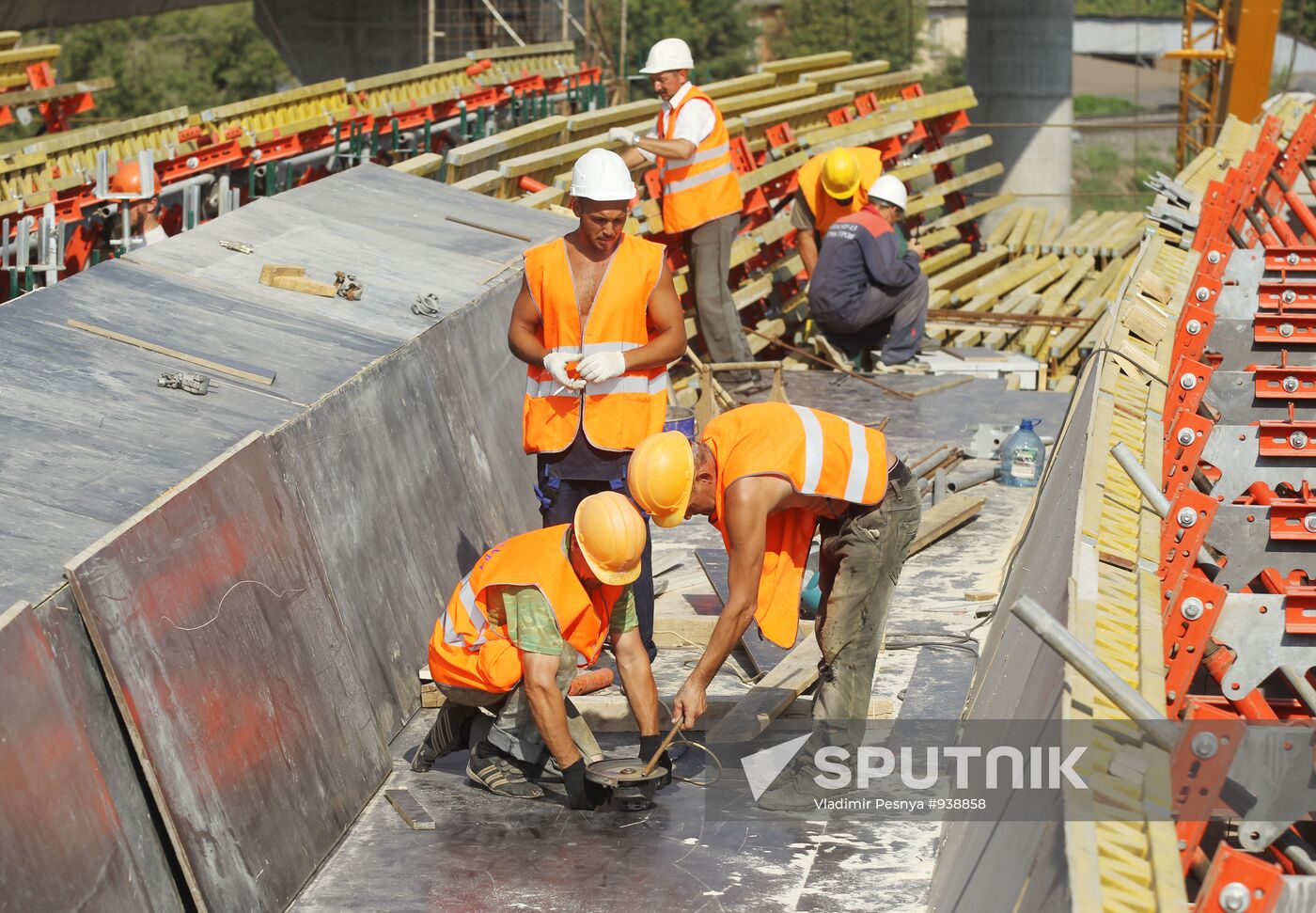 Motorway construction site close to the Moscow City Center