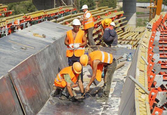 Motorway construction site close to the Moscow City Center
