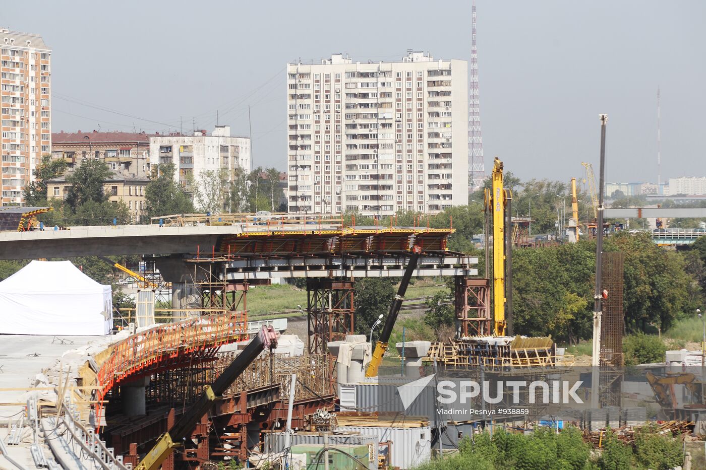 Motorway construction site close to the Moscow City Center