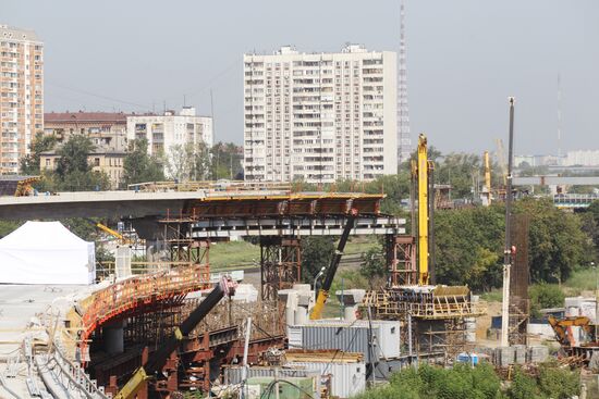 Motorway construction site close to the Moscow City Center