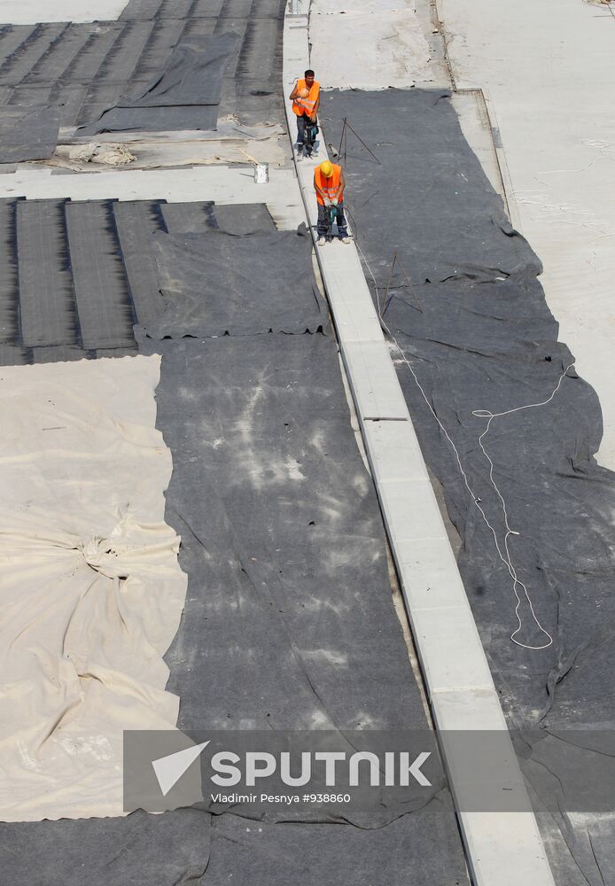 Motorway construction site close to the Moscow City Center