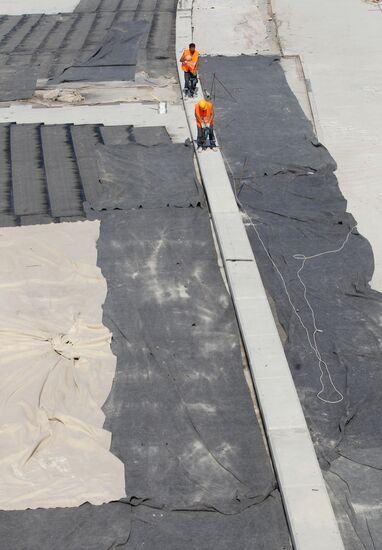 Motorway construction site close to the Moscow City Center